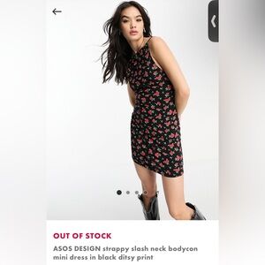 Square neck asos design rose stretchy mini dress